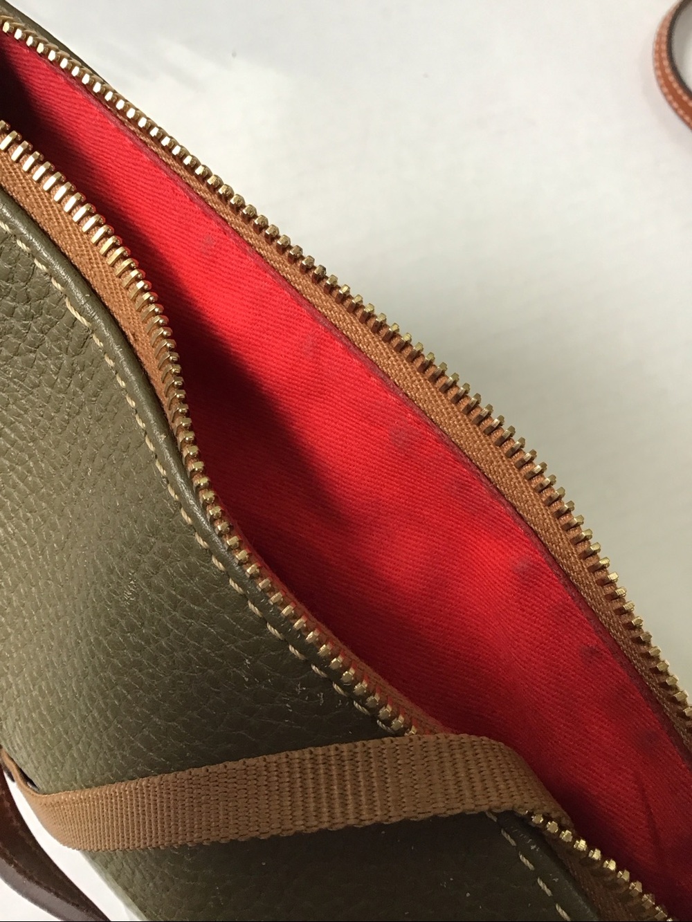 Dooney & Bourke Green Pebble Leather Crossbody with Brown Trim - Picture 8 of 14